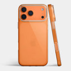 Orange phone case with clear back on a white background