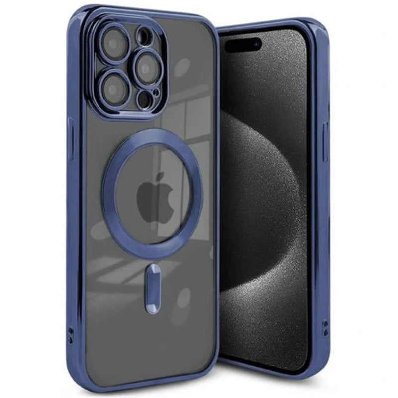 Magnetic clear MagSafe iPhone 11 case blue colorful edge – Kasskoos