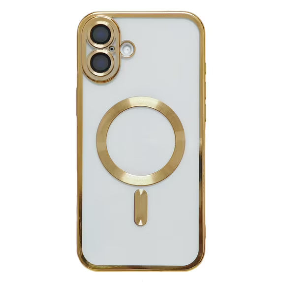 Magnetic clear MagSafe iPhone case with gold colorful edge – Kasskoos
