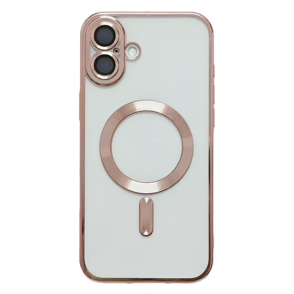 Magnetic clear MagSafe iPhone case with pink colorful edge – Kasskoos