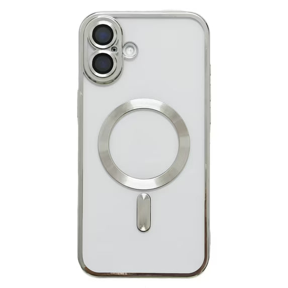 Magnetic clear MagSafe iPhone case with silver colorful edge – Kasskoos