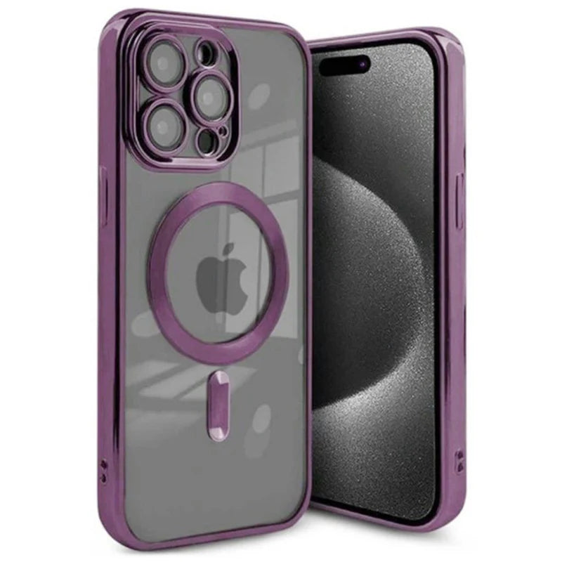 Magnetic clear MagSafe iPhone case with purple colorful edge – Kasskoos